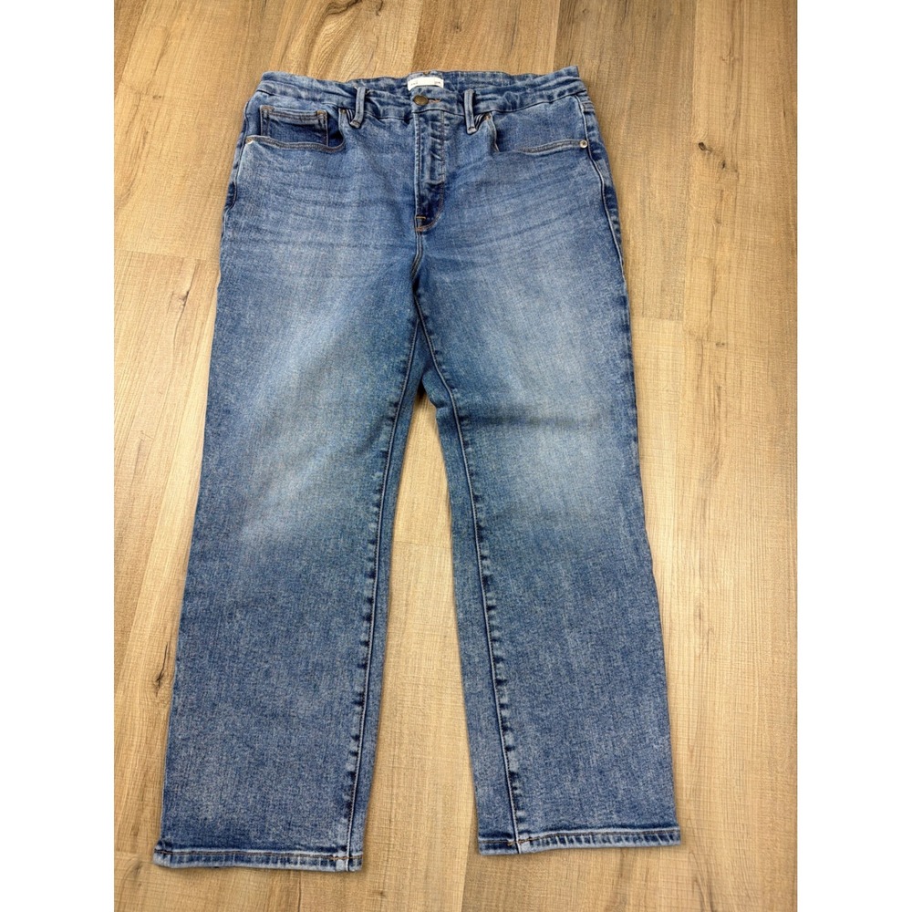 Good American Womens Straight Leg High Rise Jeans Medium Wash Size 12 31
